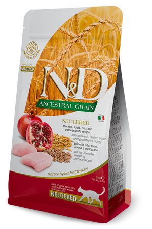 N&D Ancestral Grain Chicken & Pomegranate Neutered Kısır Kedi Maması1.5KG