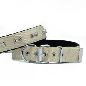 Doggie Kemik Süslü Dokuma Köpek Tasması 3x47-55cm Haki
