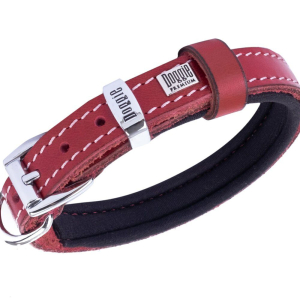 Doggie Konforlu Gerçek Deriden El Yapımı Köpek Boyun Tasması 1,5x20-25cm - Red