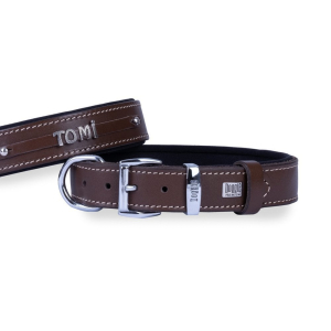Doggie İsimlikli Deri Köpek Tasması 3x42-50cm Kahve