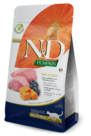N&D PUMKİN NEUTERED, LAMB, PUMPKIN AND BLUEBERRY ADULT KISIR KEDİ MAMASI 1.5KG