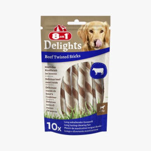 8in1 Delights Beef Twisted Sticks 10'lu 55gr