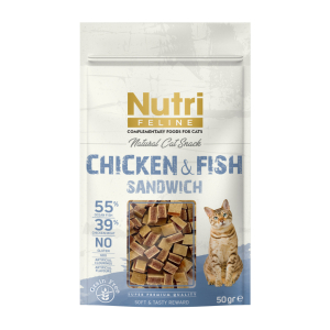 Nutri Feline Okyanus Balıklı ve Tavuk Etli Tahılsız Sandviç Kedi Ödül Maması 50gr