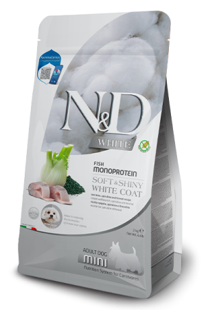 N&D WHİTE SEA BASS, SPIRULINA AND FENNEL RECIPE MİNİ ADULT KÖPEK MAMASI 2KG