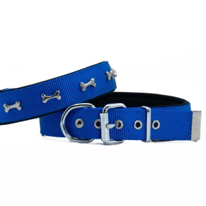 Doggie Kemik Süslü Dokuma Köpek Tasması 3x47-55cm Mavi