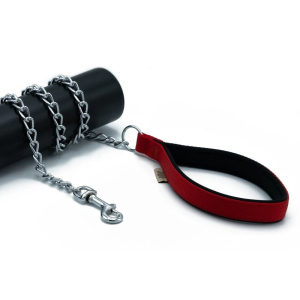Doggie Konforlu Dokumadan El Yapımı Zincirli Köpek Gezdirme Kayışı 3x110cm - Red