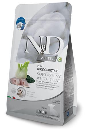 N&D WHİTE Sea bass, spirulina and fennel Puppy Mini Yavru Köpek Maması 1.5KG