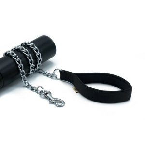 Doggie Konforlu Dokumadan El Yapımı Zincirli Köpek Gezdirme Kayışı 3,5x110cm - Black