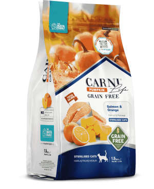 Carni Life Pumpkin Tahılsız Kedi Somon & Portakal Kısırlaştırılmış Yetişkin 1.5 Kg