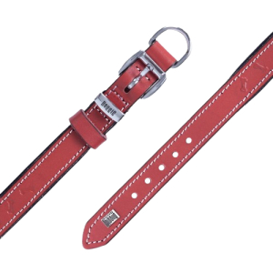 Doggie Konforlu Gerçek Deriden El Yapımı Kemik Desenli Köpek Boyun Tasması 2x30-35cm - Red