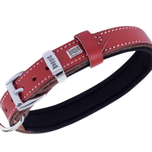 Doggie Konforlu Gerçek Deriden El Yapımı Kemik Desenli Köpek Boyun Tasması 2x30-35cm - Red