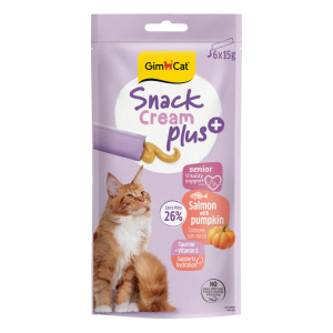 GimCat Snack Cream Plus Somonlu ve Bal Kabaklı Krema Yaşlı Kedi Ödül Maması 15gr (6'lı)