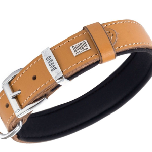 Doggie Konforlu Gerçek Deriden El Yapımı Nazar Boncuklu Köpek Boyun Tasması 3x42-50cm - Camel