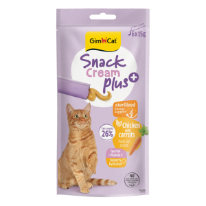 GimCat Snack Cream Plus Tavuklu ve Havuçlu Krema Kısırlaştırılmış Kedi Ödül Maması 15gr (6'lı)