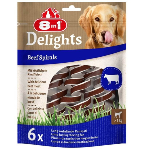 8in1 Smart Delights Beef Spirals Biftekli Burgu Köpek Ödülü 6'lı