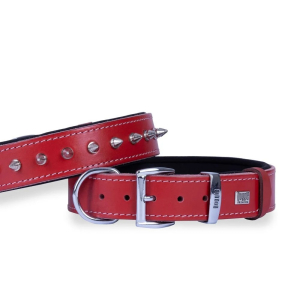 Doggie Çivili Deri Köpek Tasması 3.5x52-60cm Kırmızı