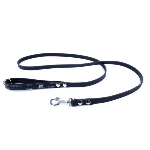 Doggie Konforlu Gerçek Deriden El Yapımı Köpek Gezdirme Kayışı 1,5x160cm - Black