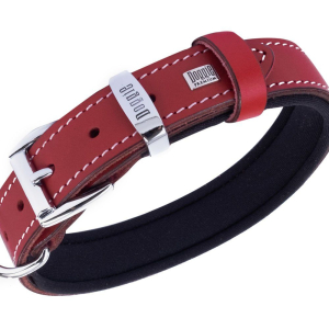Doggie Konforlu Gerçek Deriden El Yapımı Pati Desenli Köpek Boyun Tasması 2,5x37-45cm - Red