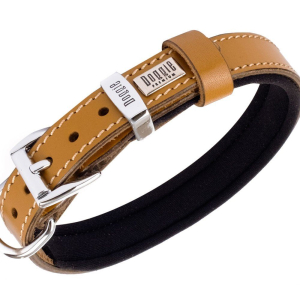 Doggie Konforlu Gerçek Deriden El Yapımı Nazar Boncuklu Köpek Boyun Tasması 2x35-40cm - Camel