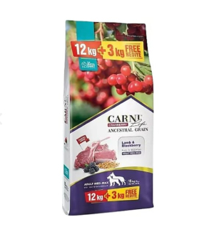 CARNI LIFE CRANBERRY ANCESTRAL GRAİN MEDIUM & MAXI KÖPEK MAMASI KUZU & BÖĞÜRTLEN 12KG